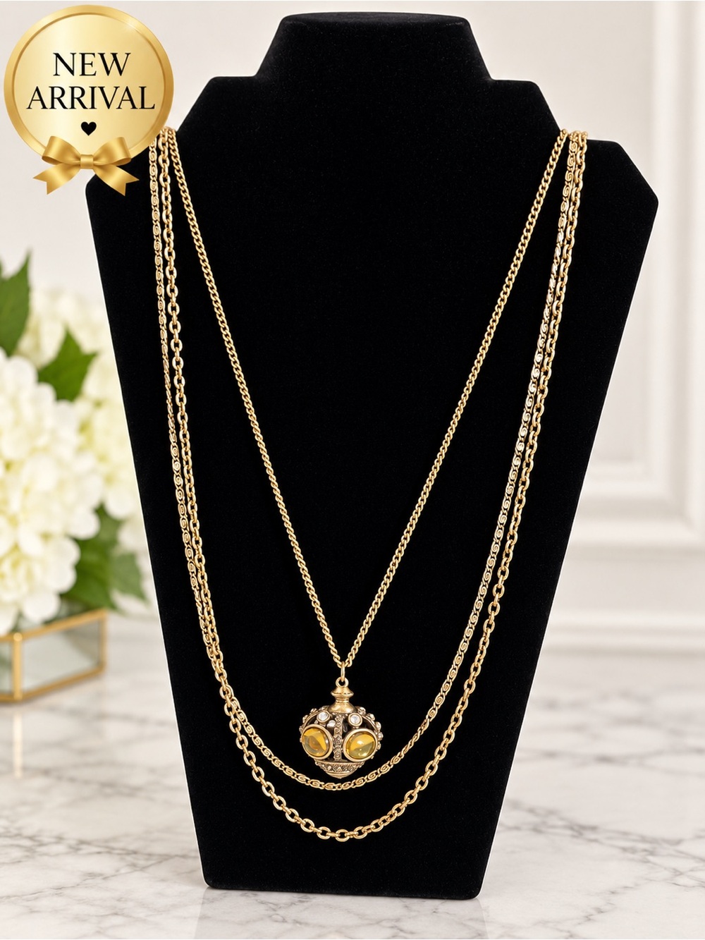 ✨ BCBG Max Azria Layered Gold-Tone Pendant Necklace ✨